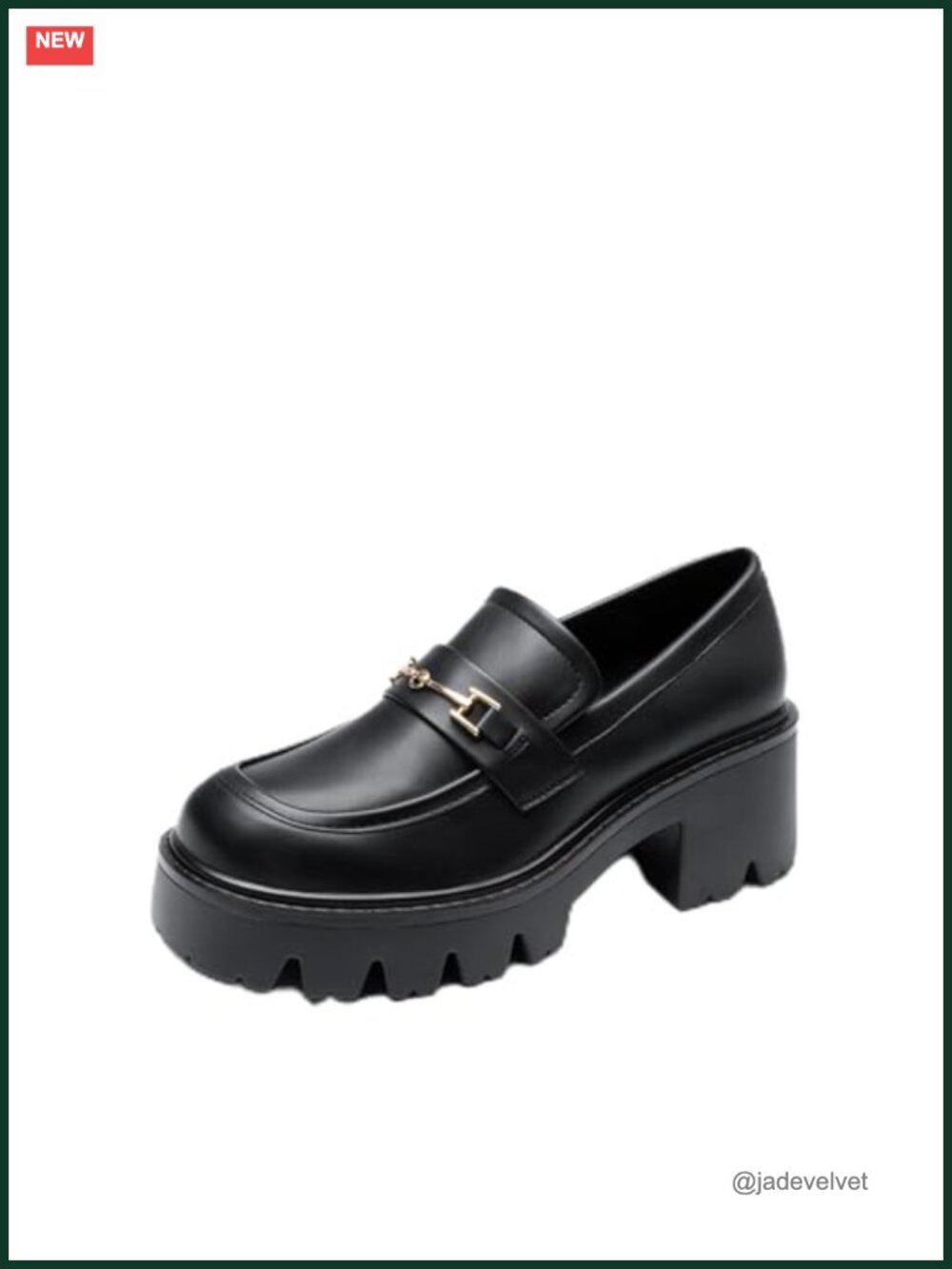 Platform Chunky Loafers with Chain Detail, Faux Leather, Memory Foam, Slip-On
